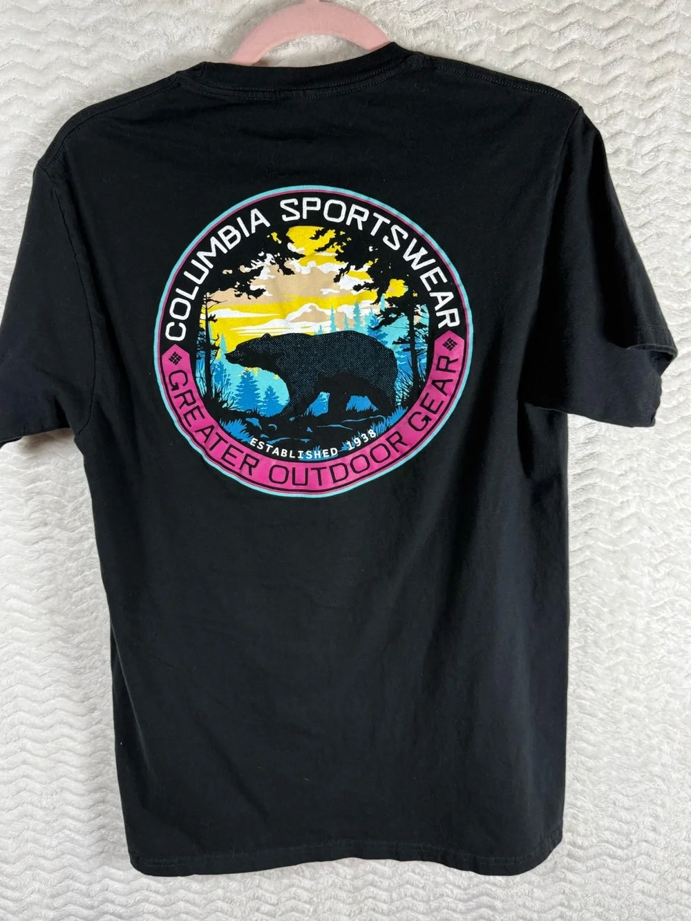 Columbia Black Short-Sleeve Tee with Pink Logo